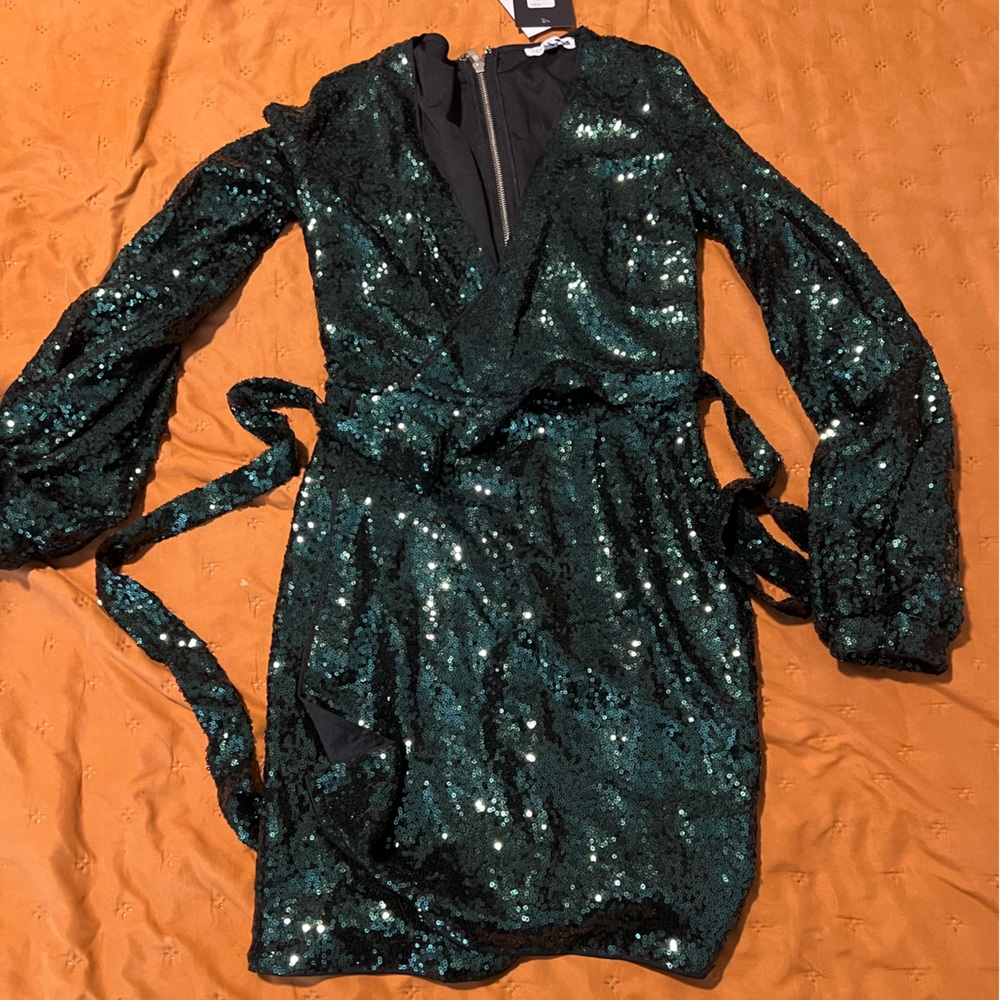 Emerald green sequin dress